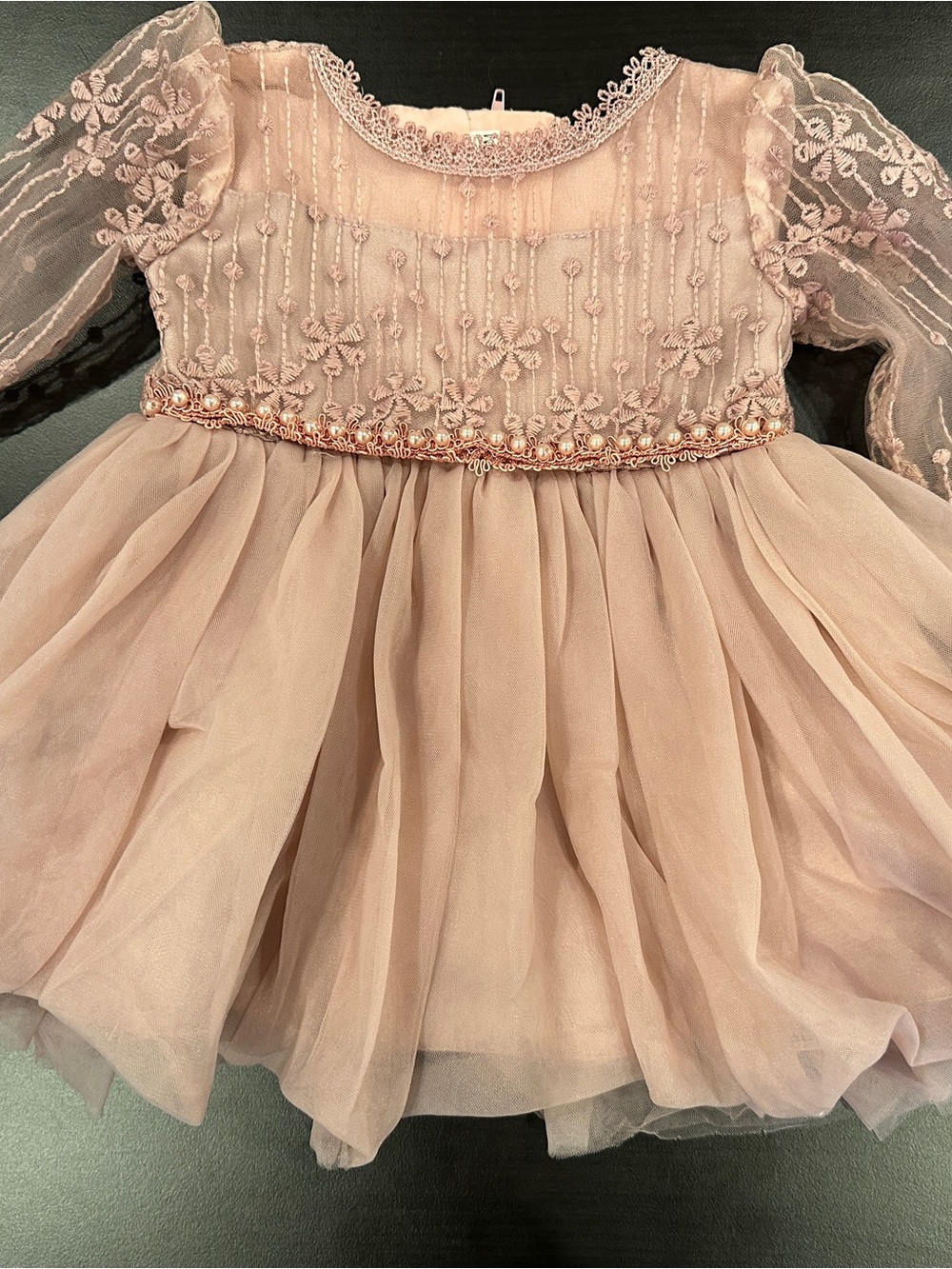 Girls' Rose Blush Lace & Tulle Party Dress